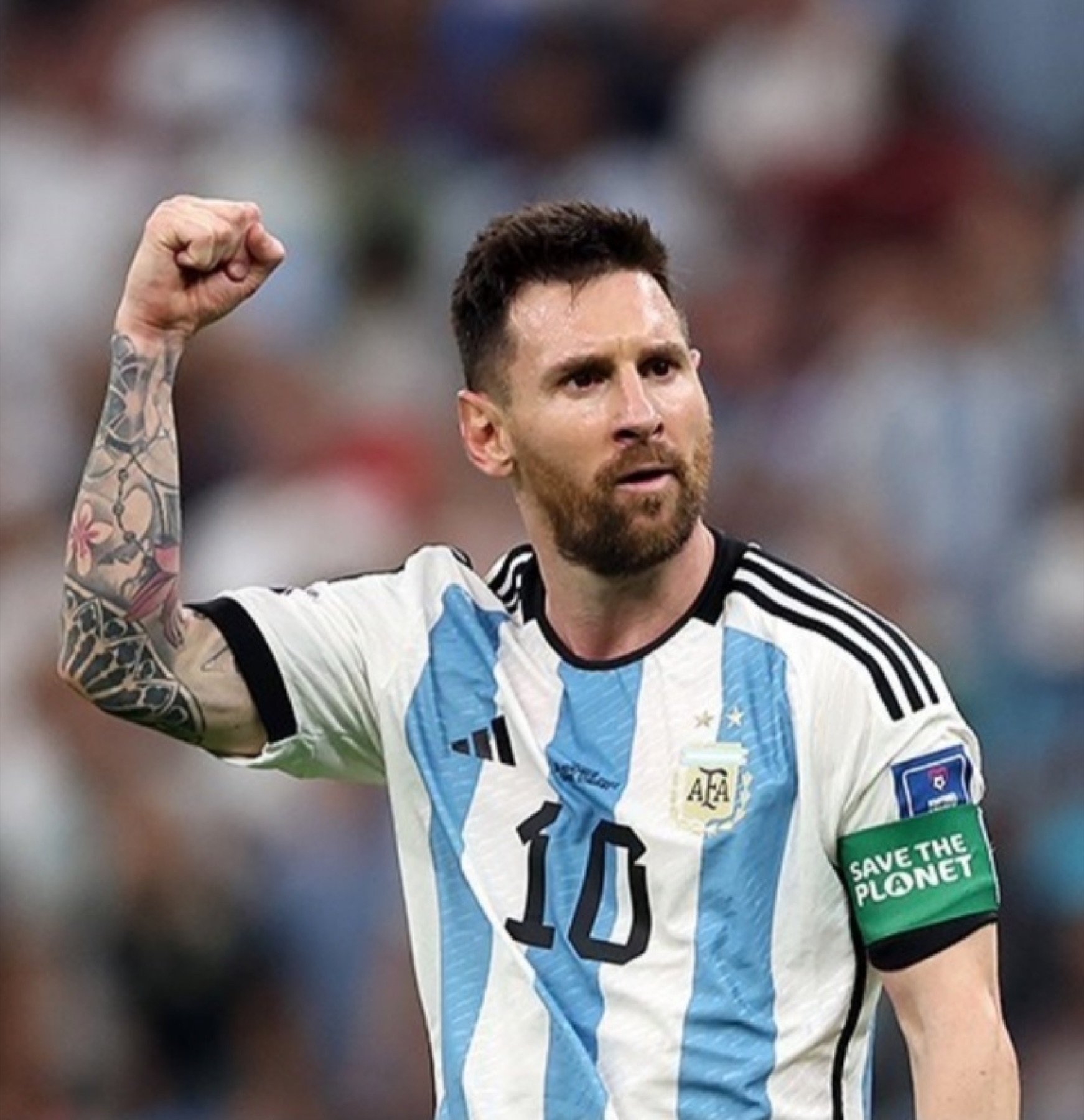 Lionel Messi celebrating during the 2022 World Cup
